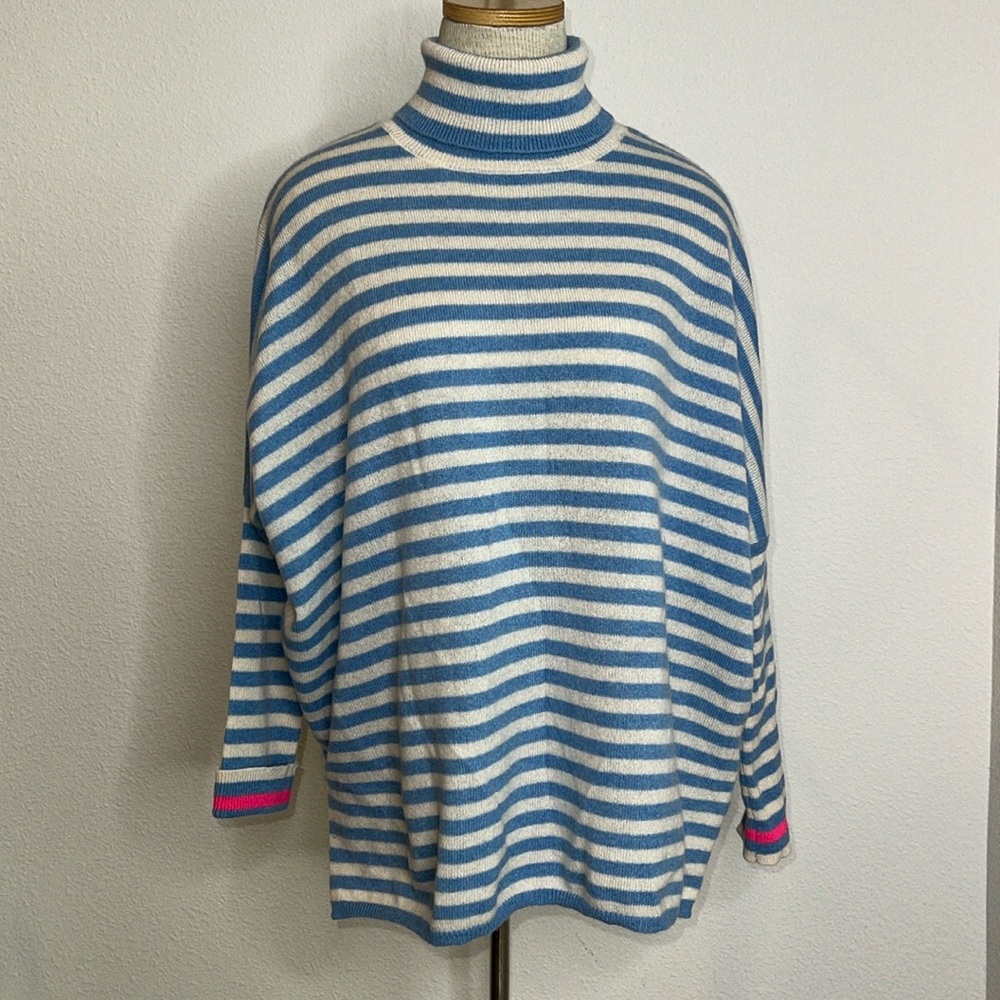 Absolut Cashmere Striped Oversize Turtleneck Sweater